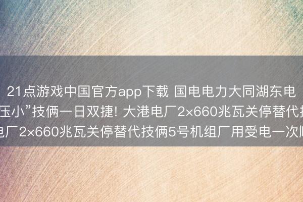 21点游戏中国官方app下载 国电电力大同湖东电厂2×1000兆瓦“上大压小”技俩一日双捷! 大港电厂2×660兆瓦关停替代技俩5号机组厂用受电一次顺利